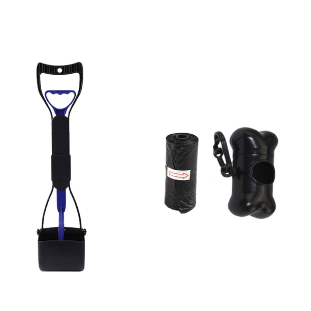 Greeniant Colector de inodoro con mango extendido de plástico imprescindible para salir, abrazadera para inodoro para colector de inodoro para Suministros para perros Azul talla mediana