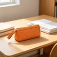 thumbnail image 5 of Lksixu Large Capacity Pencil Case, Solid Color Canvas Pencil Pouch with Zipper & Handle, Simple Stationery Organizer Lightweight & Spacious Pencil Bag, Portable Travel Cosmetic Makeup Bag, 5 of 7
