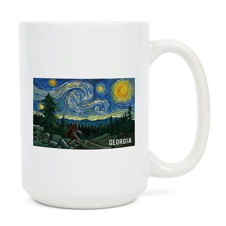 

15 fl oz Ceramic Mug Georgia Van Gogh Starry Night Bigfoot Dishwasher & Microwave Safe