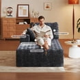 thumbnail image 3 of Flannel Fabric Chaise Lounge, No Assembly Required and Space Saving, Black, 3 of 6