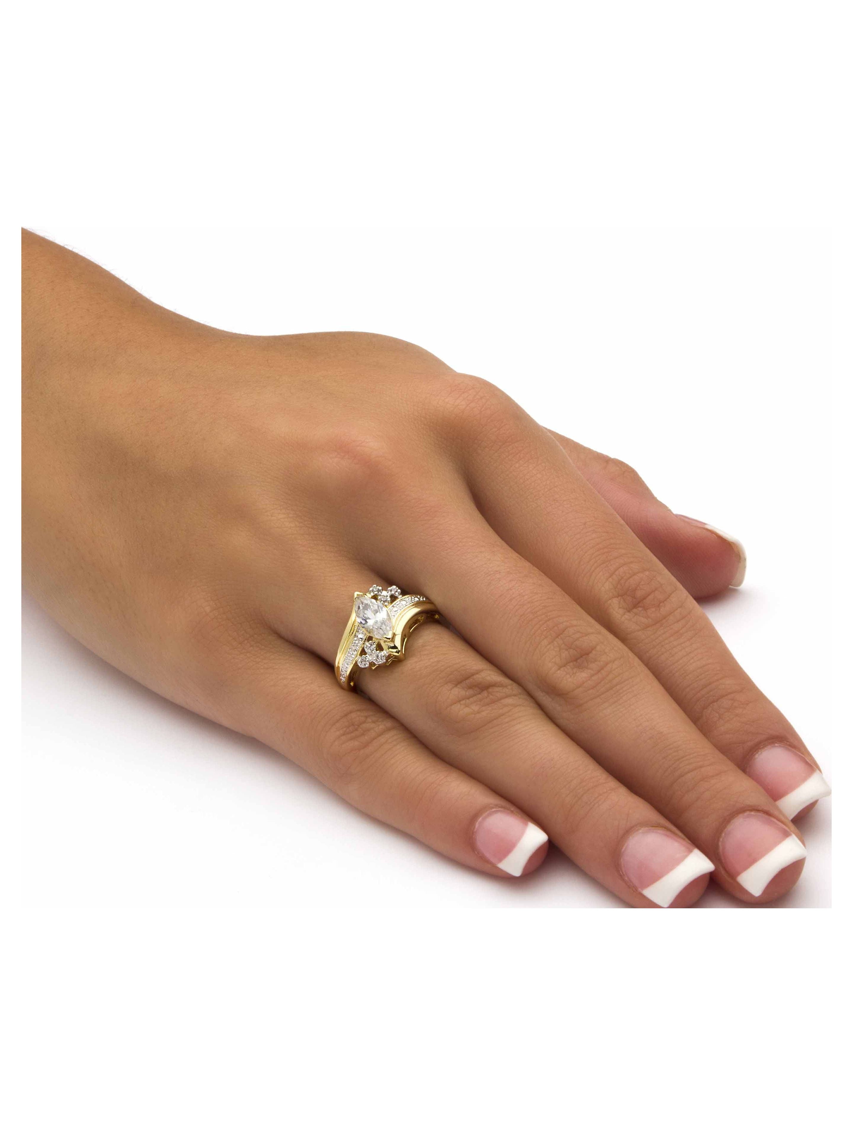 Marquise-Cut Cubic Zirconia Engagement Anniversary Ring 1.03 TCW in Gold-Plated