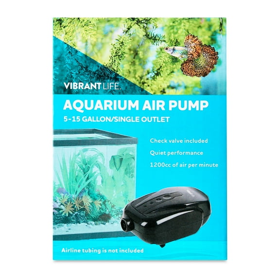 Vibrant Life Aquarium Air Pump for 5-15 Gallon Tanks, Single Outlet