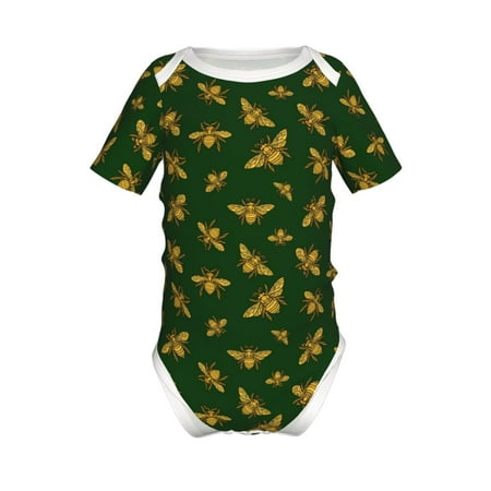 

Adobk Hohey Bee Print Baby Climbing Clothes Jumpsuit Rompers Classic Rompers Child Short sleeve Bodysuits-2 Years