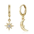 thumbnail image 1 of Pendientes con hebilla para la oreja con personalidad, temperamento, estrella, luna, asimétricos, de un solo diamante, estilo europeo y estadounidense, 1 of 5