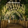 thumbnail image 2 of Asisol Christmas Lights Outdoor Meteor Shower Rain Lights, 8 Tubes 192 LEDs 12 Inch Waterproof Plug in Falling Rain String Lights for Halloween Xmas Holiday Party Home Patio Decoration, Warm White, 2 of 5
