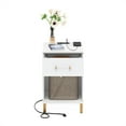 thumbnail image 3 of Furinno Tidur End Table with USB Type-C Charging Station in White, 3 of 6