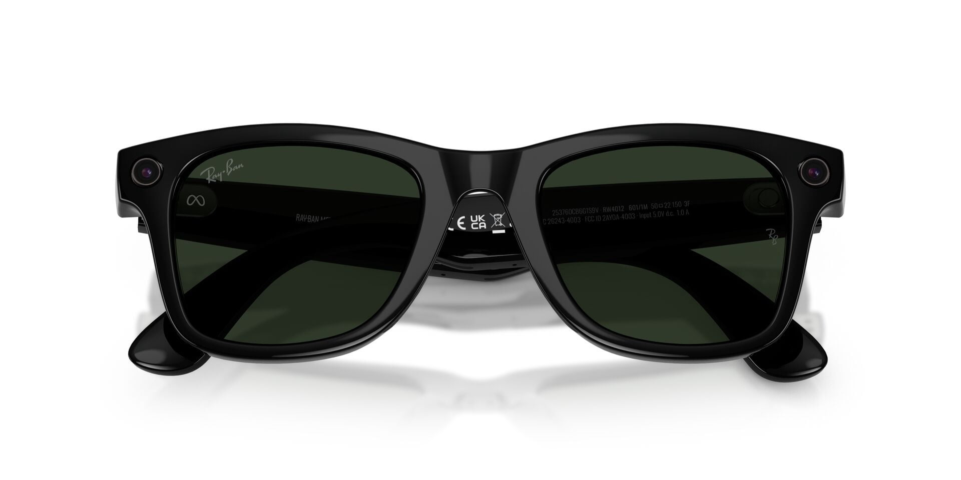Ray-Ban Meta Wayfarer Gen 2 Smart Glasses, AI Meta Glasses with Photo and Video, Size 53, Shiny Black/Transitions Graphite Green