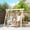 Natural Wood, variant on Outsunny 3 Seat Wooden Porch Swing with Stand, Patio Swing Chair with Side Tables, Natural Wood