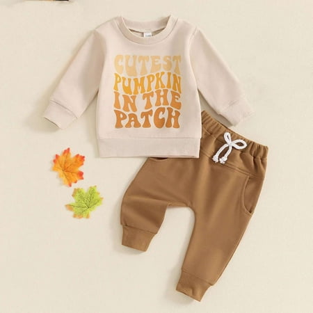 

Boys Fall Cutest Pumpkin in The Patch Long Sleeve Casual Sweatshirt Sweatpants Sweatshirt Set