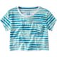 thumbnail image 1 of Aeropostale - Camiseta gráfica con bolsillo recortado a rayas para mujer, azul, pequeña, 1 of 1