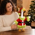 thumbnail image 6 of Christmas Porch Goose Outfit Red Tunic with Green Fluffy Trim and Matching Santa Hat Cute Holiday Decor for 23 Inch Front Porch Lawn Statue, 6 of 6