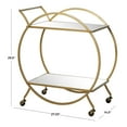 thumbnail image 4 of DecMode Contemporary, Modern, Glamorous, Round Iron Gold Frame Bar Cart with Mirror Shelving and Horizontal Handle, 27"W x 15"L x 30"H, Matte Finish, 4 of 15