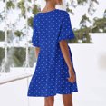 thumbnail image 5 of LOVZFMLL Summer Dresses for Women Casual Loose V Neck Short Sleeve Mini Dress Ruffle Swing Polka Dot/Boho Floral Print Beach Sundress Blue A XL, 5 of 7