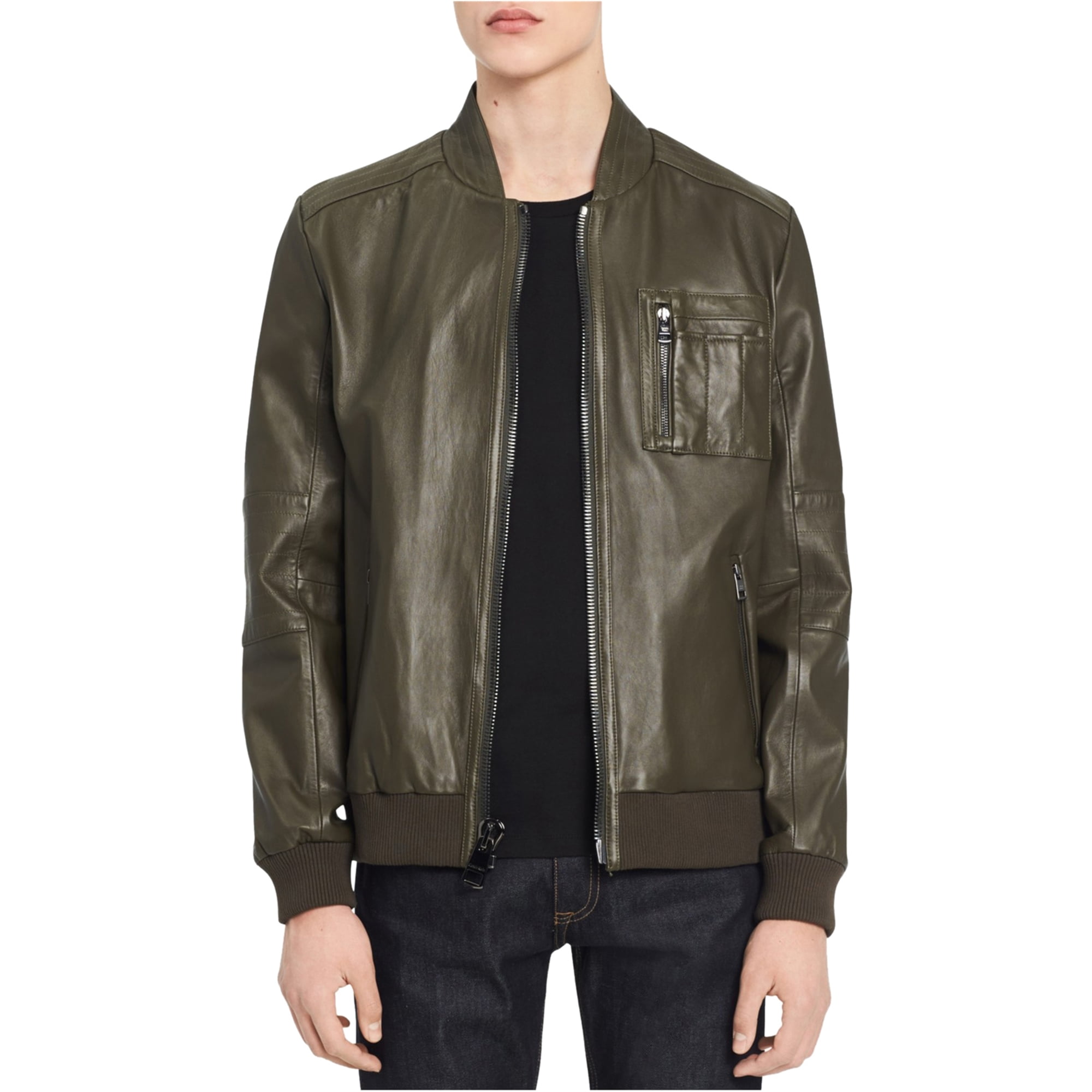 calvin klein bomber leather jacket