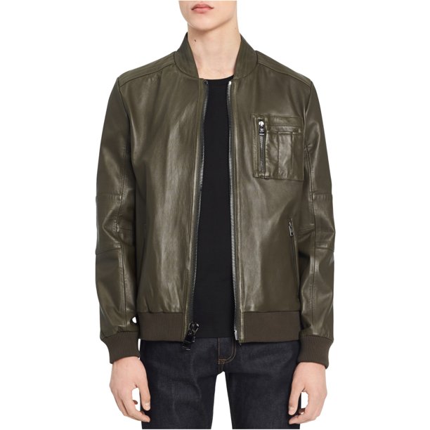 Calvin Klein Mens Genuine Leather Bomber Jacket Walmart Com Walmart Com