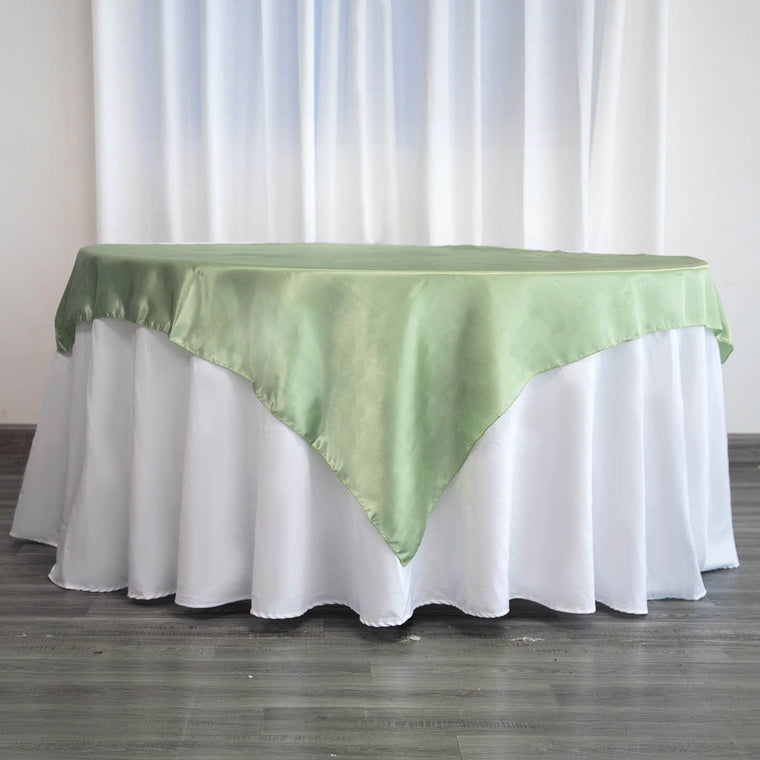30 Satin Overlays 60" X 60" Square Tablecloths Wholesale Seamless 30 Colors 