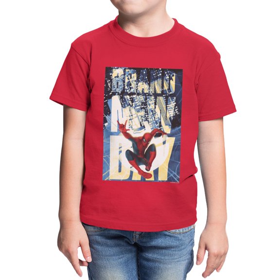 Marvel Spider-Man Brand New Day Youth Spidey Night Swing T-Shirt (Red, XS-XL)