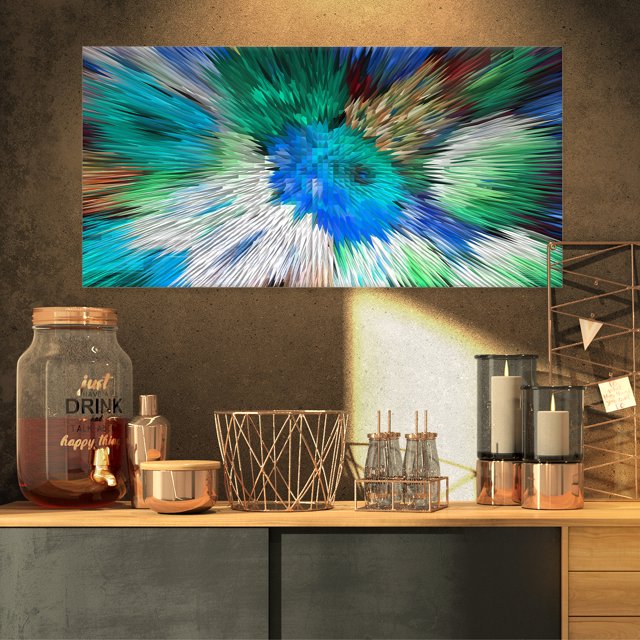 Extrusive 3D Fabric Flowers Blue - Large Floral Art Canvas Print