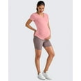 thumbnail image 6 of G4Free Lightweight Maternity Shirts Short Sleeve V Neck Pregnancy Workout Tops Side Ruched Stretchy Yoga Lounge Tees, 6 of 8