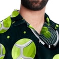 thumbnail image 5 of Tennis Men's Short Sleeve Spread Collar Poplin Button Down Casual Printed Summer Beach Unisex Shirts, 5 of 6
