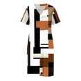 thumbnail image 3 of Women's Casual Knee Length A-Line Dress V Neck Short Sleeve Floral Print Tunic Shirt Dress Loose Fit Flowy Sundress For Daily Wear Summer Vacation Beach Party, 3 of 8