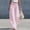 Pink, variant on Women's Casual Striped Elastic Waist Pants with Pockets