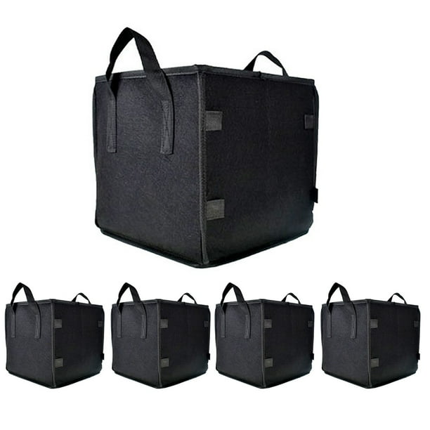 5 Pack Grow Bags 3 Gallon NonWoven Fabric Plant Grow Bag with Handles, Black Square Grow Pots