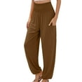 thumbnail image 2 of Chbgutlmr Women Pajama Pants Elastic High Waist Jogger Yoga Pants Wide Leg Cinch Bottom Trousers with Pockets, 2 of 5