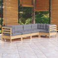 thumbnail image 1 of vidaXL 5 Piece Garden Lounge Set with Grey Cushions Pinewood, 1 of 5
