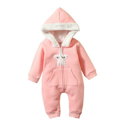 

Vikakiooze Newborn Infant Baby Girls Winter Warm Thick Romper Jumpsuit Hooded Coats Outfits