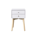 thumbnail image 4 of Side Table, Bedside Table with 2 Drawers and Rubber Wood Legs, Mid-Century Modern Storage Cabinet for Bedroom Living Room, 4 of 5