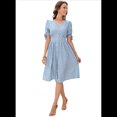 thumbnail image 3 of Vestidos de Verano para Mujer, con Mangas Abullonadas, Informales, para Vacaciones en la Playa, Moda 2025. Azul XL, 3 of 10