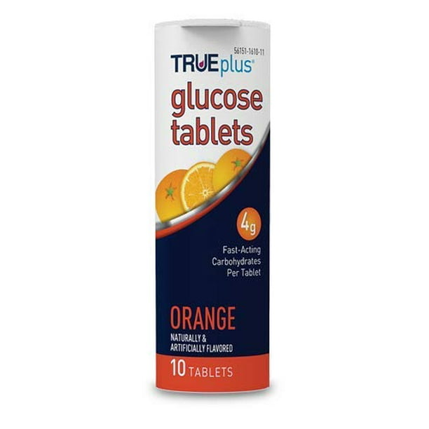 6 Pack TRUEplus Glucose Tablets, Orange Flavor 10 Count