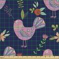 thumbnail image 2 of Ambesonne Botanical Fabric by the Yard Upholstery, Folk Birds and Flowers, 10 Yards, Indigo and Multicolor, 2 of 5