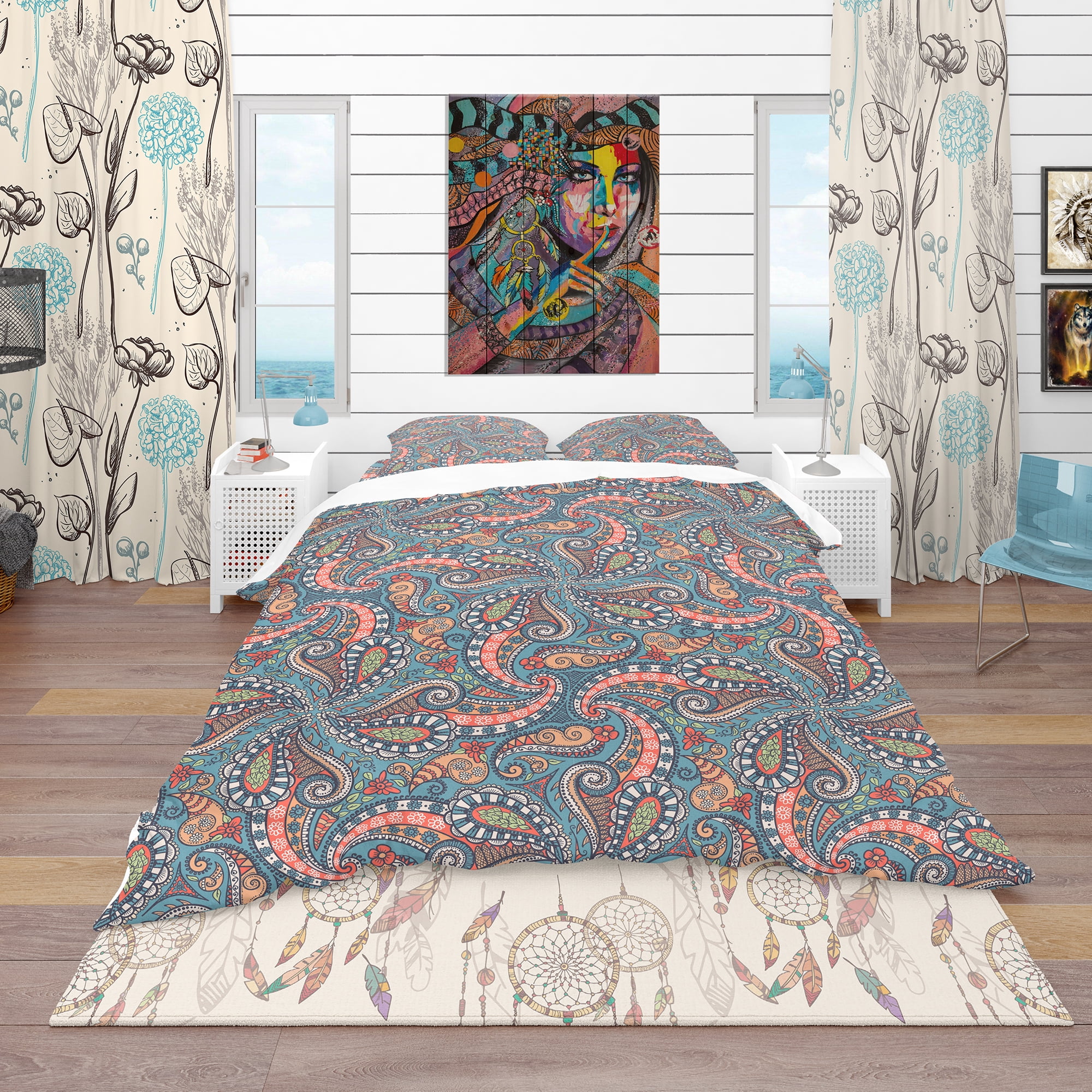 Designart 'Elegant Lace Pattern' Bohemian & Eclectic Duvet Cover Set