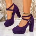 thumbnail image 5 of Win s Way Women's Suede Crossover Strap 8cm Heel High Heels Oktoberfest Casual Market Shoes, 5 of 9