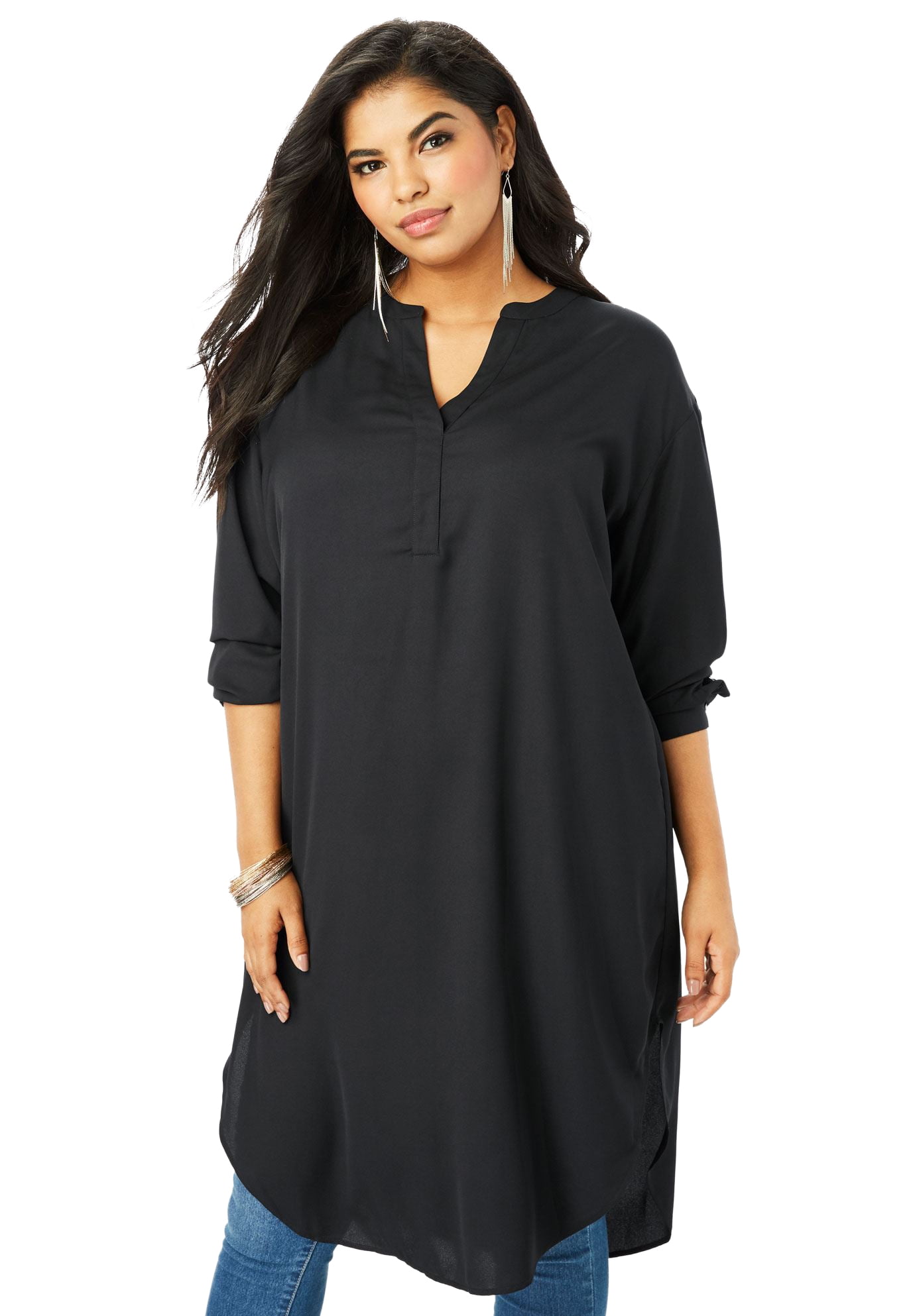 Roamans Womens Plus Size Georgette Pullover Ultra Tunic