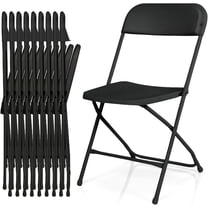 EconoHome 10 Pack Black Plastic Folding Chairs, Heavy-Duty Steel Frame, Portable Stackable Foldable Chairs with Non-Slip Feet – Commercial Indoor/Outdoor Seating for Events, Weddings, Office, Parties