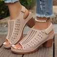thumbnail image 5 of Hurxie Platform Sandals for Women Sling Wedge Sandals Hollow-Out Low Heel Open Toe Ankle Boots Cutout Shoes Slingback Sandals Khaki 40, 5 of 7