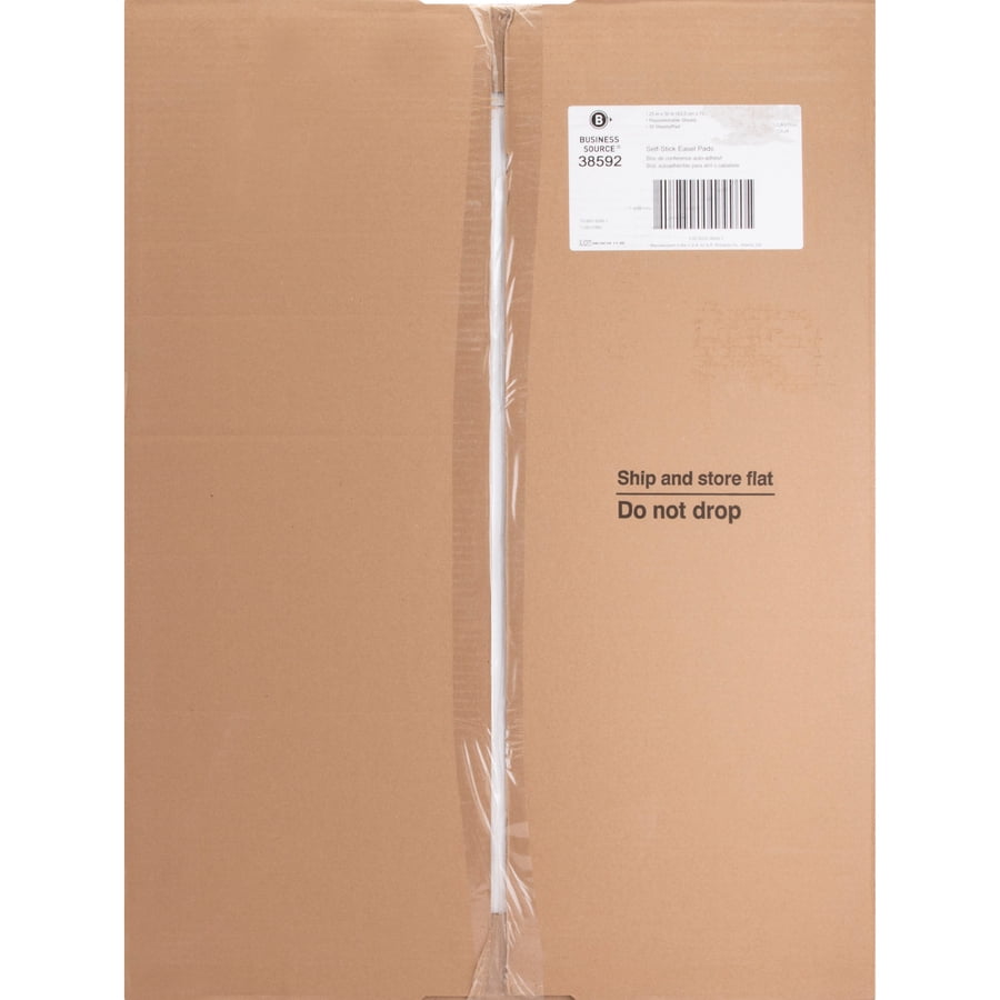 Business Source 25"x30" Self-stick Easel Pads - 30 Sheets - Plain - 25" X 30" - White Paper - Cardboard Cover - Self-stick - 4 / Carton