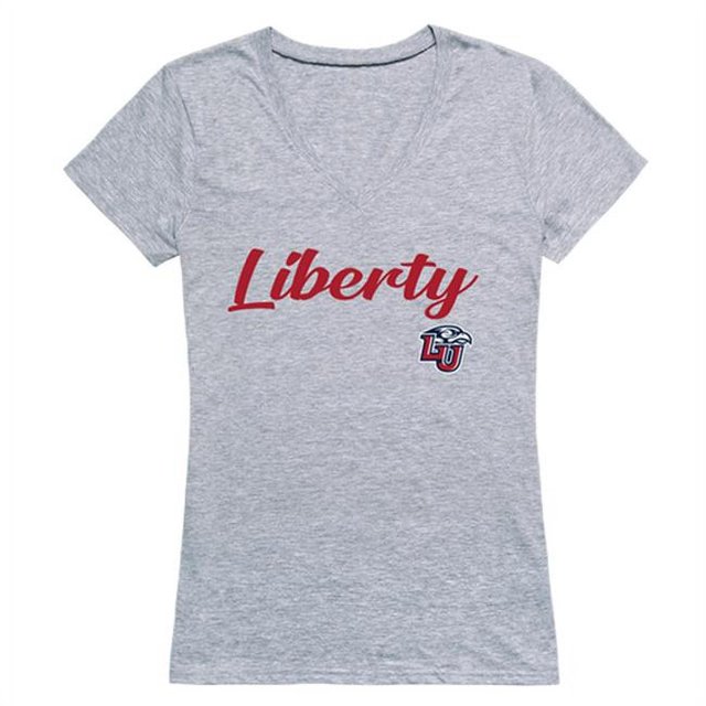 W Republic 555-129-HGY-03 Liberty University T-Shirt Script pour Femmes, Gris Chiné - Large