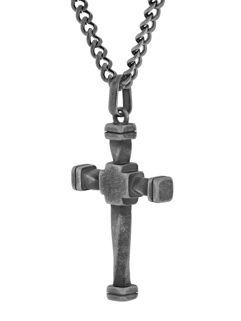 Men's Gunmetal Stainless Steel Cross Pendant - Walmart.com
