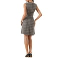 thumbnail image 3 of INSPIRE CHIC Women's Houndstooth Plaid Above Knee Sleeveless Fit and Flare Dresses L Coffee, 3 of 6