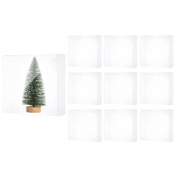 Uxcell 10 Pcs Clear Gift Box,6.4"x2"x6.9" Plastic Packing Box for Candy Cookies