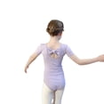 thumbnail image 2 of ‌LYMAYTER Girls Ballet Leotard kids Short Sleeve Dance Suit Cute Glitter Dance Dress Outfit 3-11Y, 2 of 8