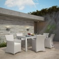 thumbnail image 2 of Side Dining Chair and Table Set, White, Rattan, Wicker, Outdoor Patio Balcony Cafe Bistro Garden Hospitality Restaurant, Modern Contemporary HB32685, 2 of 7