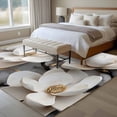 thumbnail image 5 of Area Rug 72×108in, Spring Elegant White Floral Floor Carpet Living Room Rug, Retro Flower Golden Veins Leaf Non-Slip Welcome Mat Indoor Rugs for Bedroom Dining Room, 5 of 9