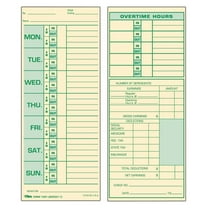Time Cards, Weekly, 2-Sided, 3-1/2" x 8-1/2", Green Print Front/Back, 500-Count (1291)