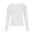 thumbnail image 4 of YUGYXL Womens Thin Lightweight Long Sleeve Tops Fall Crew Neck Comfy Sweatshirts Slim Fit Solid Color Blouse White XL, 4 of 6