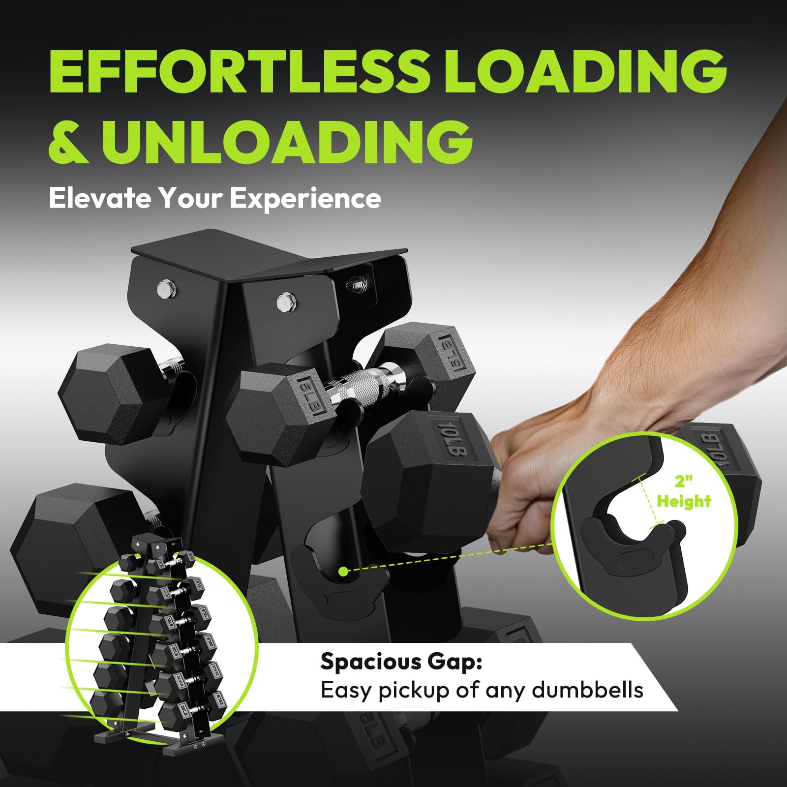 HANDBODE 140 lb Dumbbell Set Rubber Encased Hex Dumbbell Free Weights Dumbbells Home Weight Set with 6-Tier A-Frame Dumbbells Rack